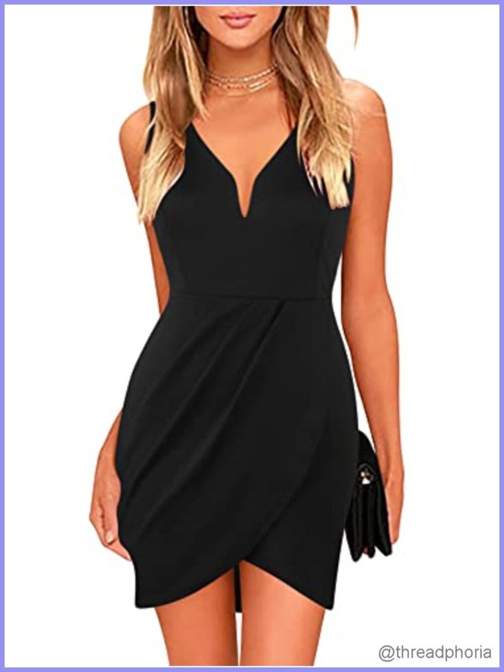Women's Wrap V-Neck Bodycon Ruched Cocktail Party Dress